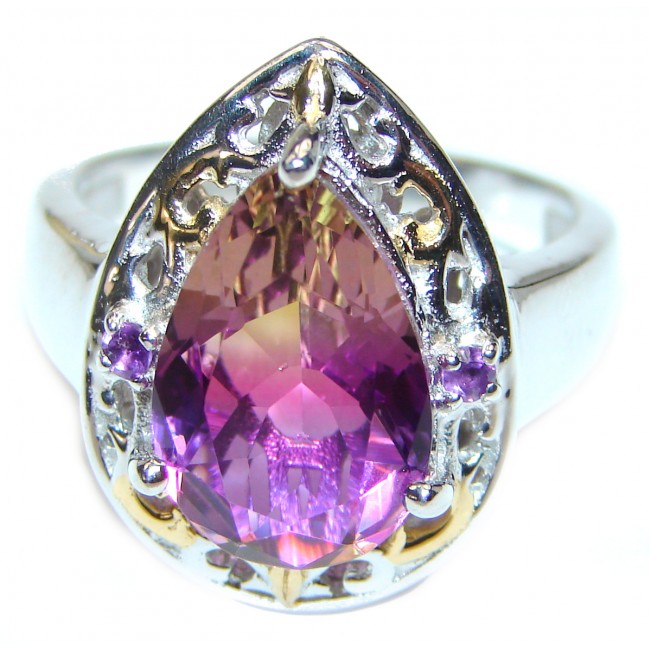 Pear cut Ametrine 18K Gold over .925 Sterling Silver handcrafted Ring s. 9 1/4