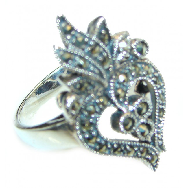 Fancy Marcasite .925 Sterling Silver Cocktail ring s. 8