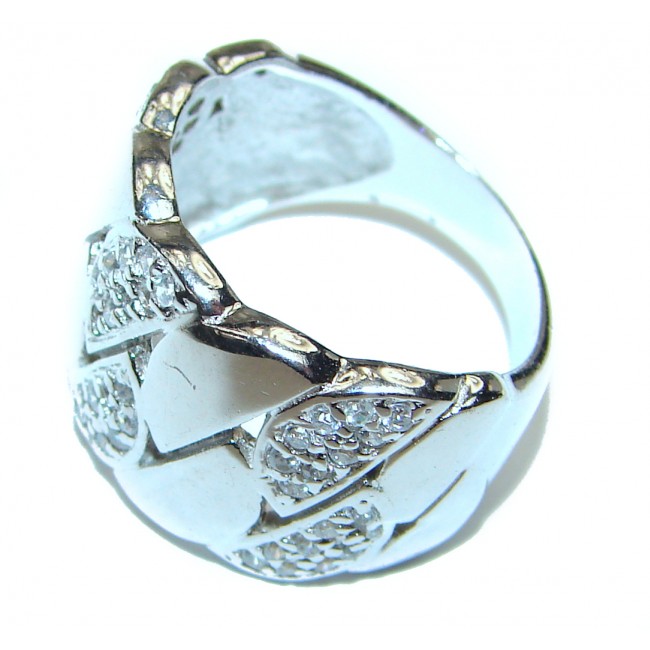 Fancy White Topaz .925 Sterling Silver handmade Ring s. 6 3/4