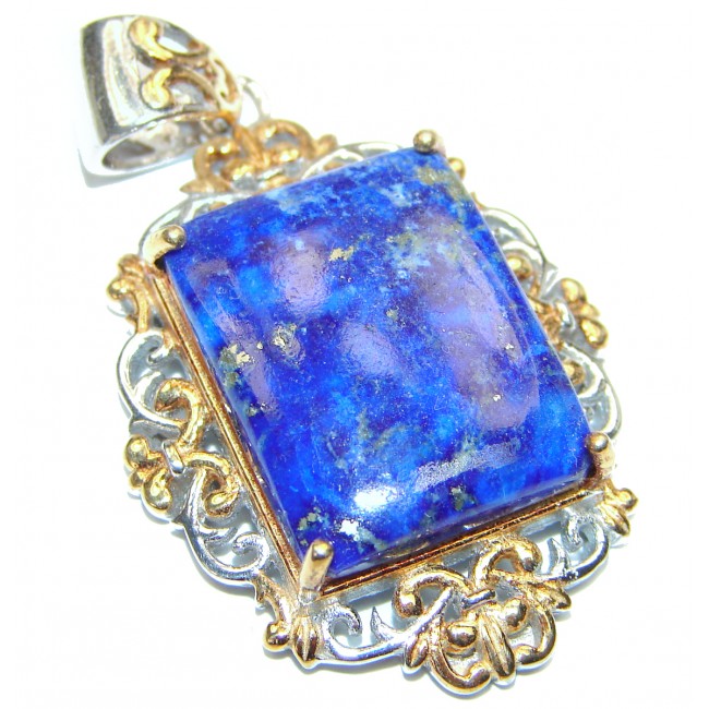 Perfect Lapis Lazuli 18K Gold over .925 Sterling Silver handcrafted Pendant
