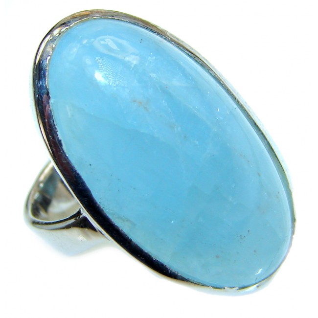 Real Treasure GENUINE Blue Aquamarine .925 Sterling Silver handmade ring s. 5 3/4