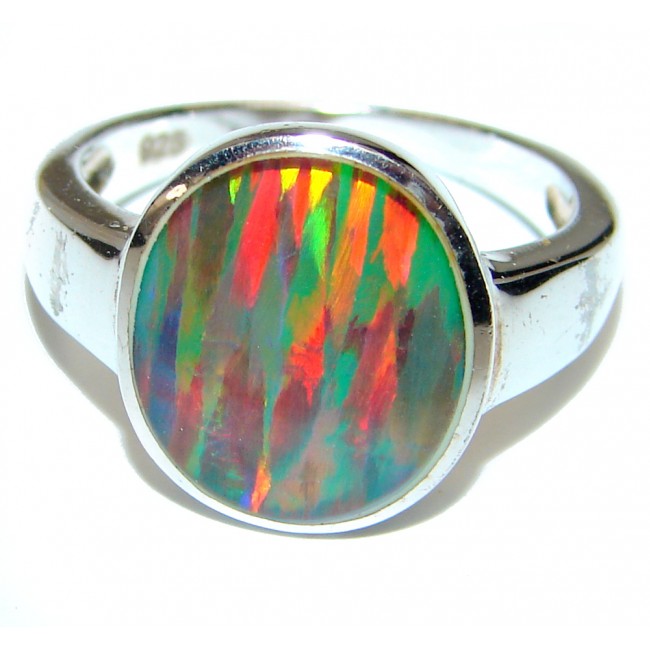 Australian Doublet Opal .925 Sterling Silver handmade ring size 6 3/4