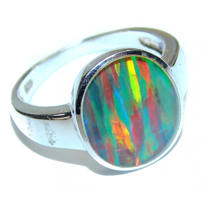 Australian Doublet Opal .925 Sterling Silver handmade ring size 6 3/4