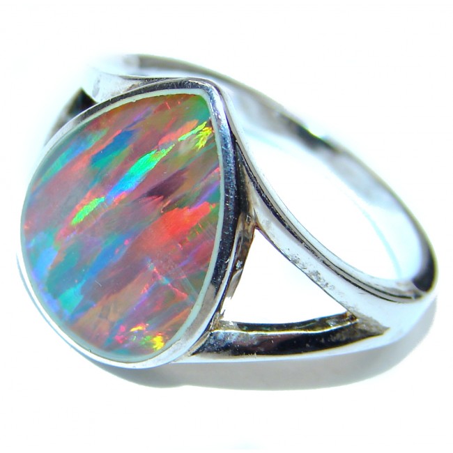 Australian Doublet Opal .925 Sterling Silver handmade ring size 8