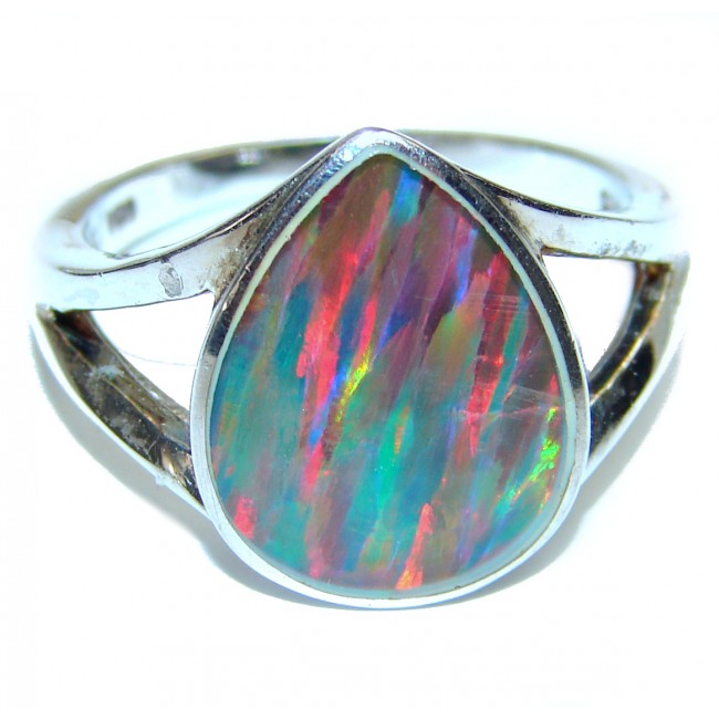Australian Doublet Opal .925 Sterling Silver handmade ring size 8