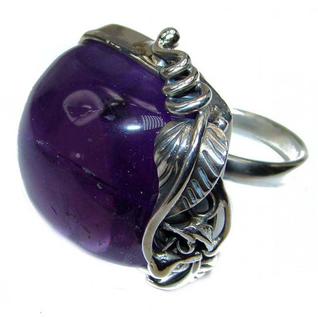 Authentic 65ctw Amethyst .925 Sterling Silver brilliantly handcrafted ring s. 8 adjustable