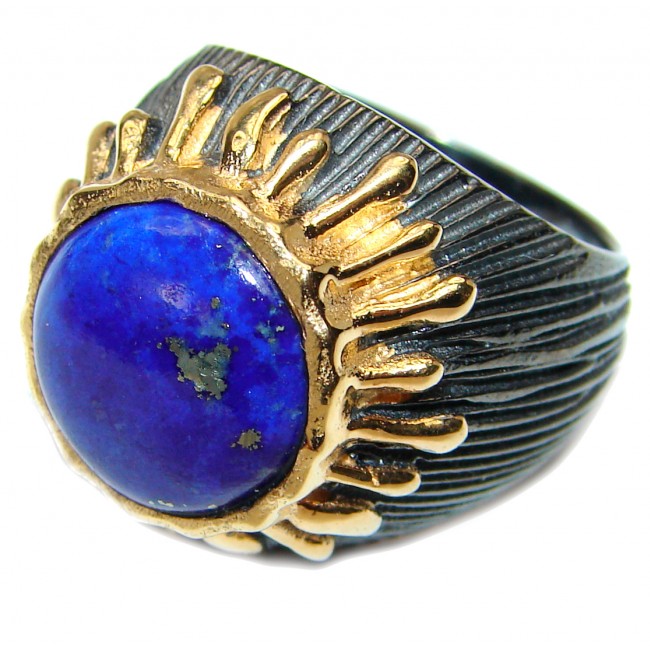 Natural Lapis Lazuli 14K Gold over .925 Sterling Silver handcrafted ring size 7