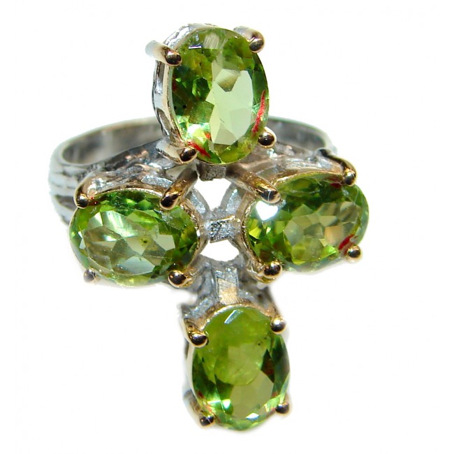 Energizing genuine Peridot .925 Sterling Silver handcrafted Ring size 6