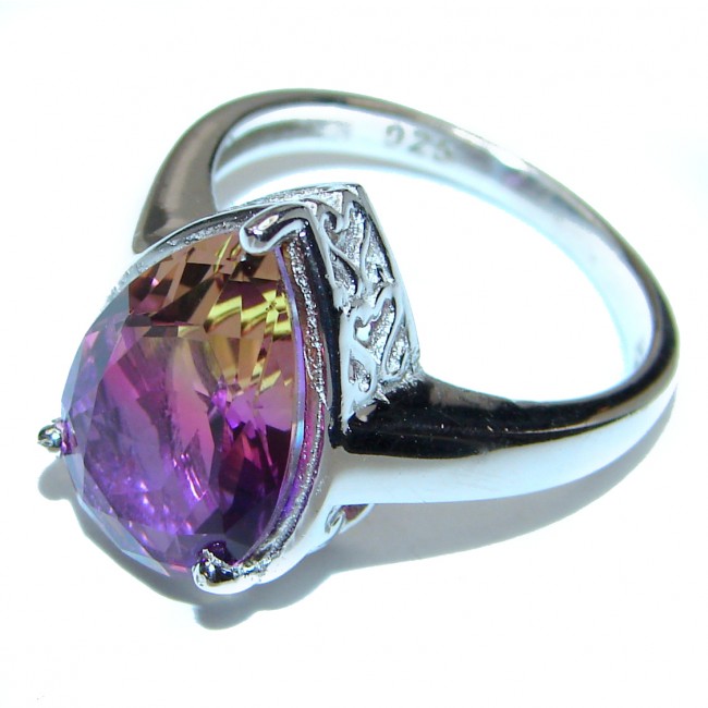 Genuine 25ct Ametrine .925 Sterling Silver handcrafted ring; s. 8 1/4