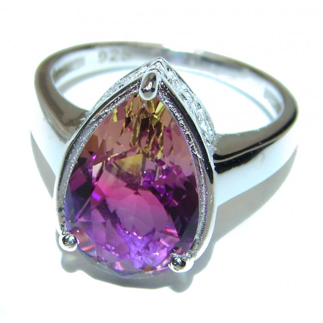 Genuine 25ct Ametrine .925 Sterling Silver handcrafted ring; s. 8 1/4