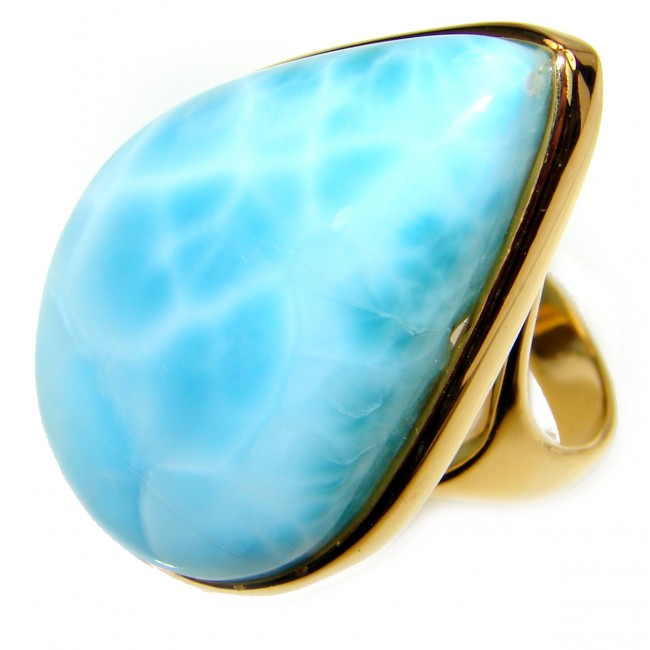 Aqua Natural Dominican Republic Larimar .925 Sterling Silver handcrafted Ring s. 8 1/4