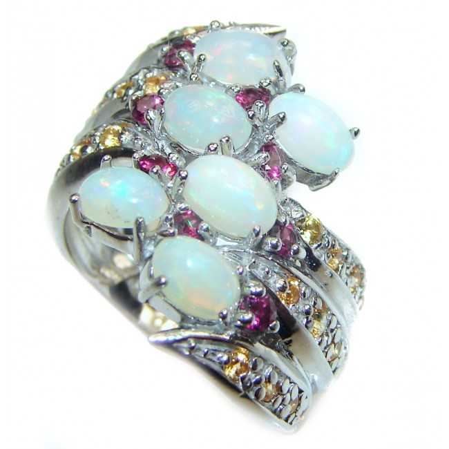 Sublime Amethyst Ethiopian Opal .925 Sterling Silver handcrafted ring s. 8 1/4
