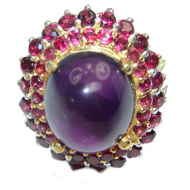 Gianna Authentic 41ctw Amethyst Garnet black rhodium over .925 Sterling Silver brilliantly handcrafted ring s. 8
