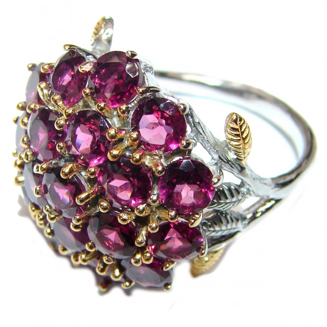 Dazzling natural Red Garnet & .925 Sterling Silver handcrafted ring size 7 1/4