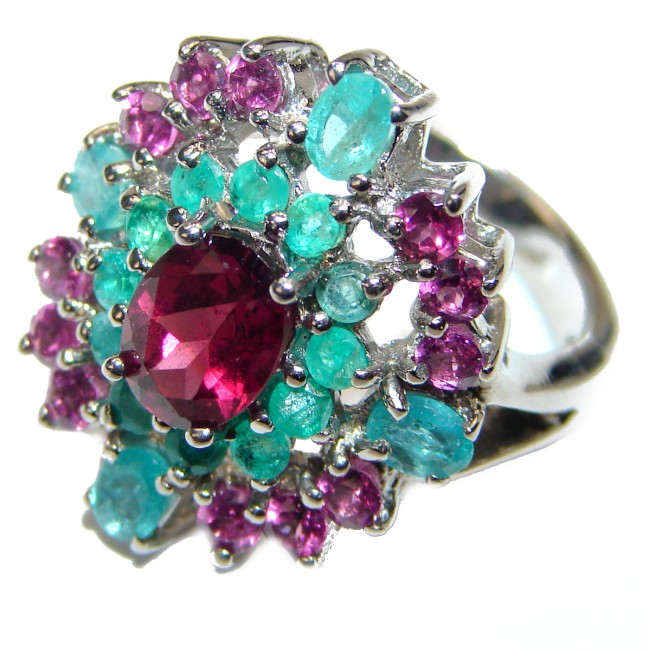 Stunning Authentic 1.2 ctw Ruby .925 Sterling Silver brilliantly handcrafted ring s. 7