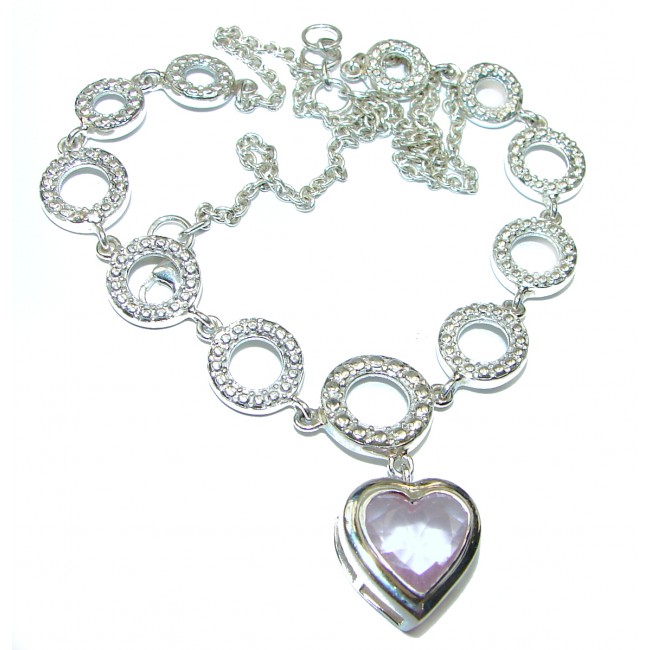 Sweet Norwegian Pink Fiord Quartz .925 Sterling Silver handmade necklace