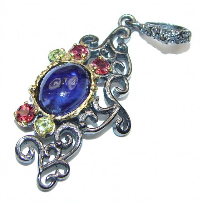 Spectacular Tanzanite Rose Gold over .925 Sterling Silver handcrafted pendant