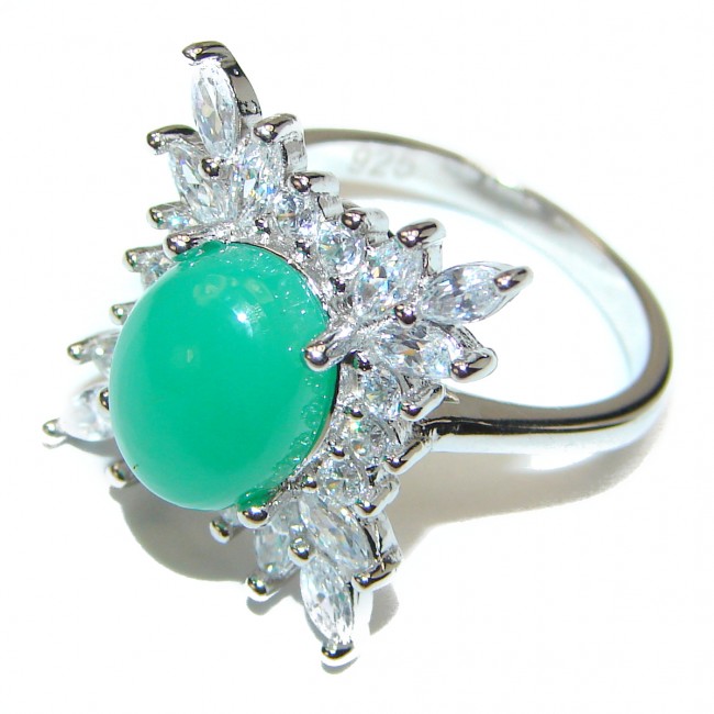 Spectacular Natural Jade .925 Sterling Silver handmade Statement ring s. 6 1/4