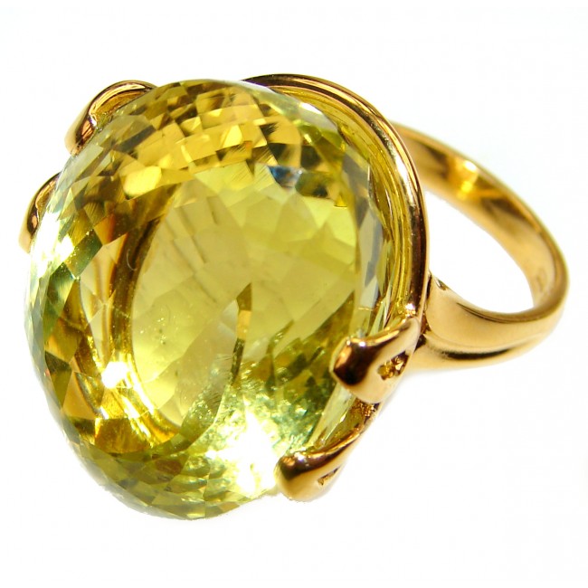 Royal Design 69ct Citrine 18K yellow Gold .925 Sterling Silver handmade ring size 7 1/4