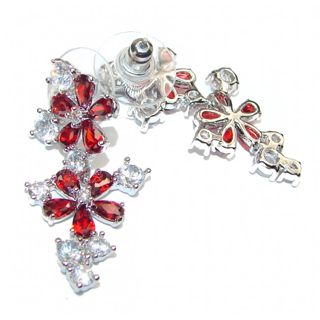 Stunning Red White Topaz .925 Sterling Silver handmade earrings