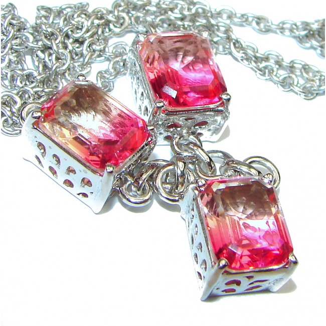 Pear cut Pink Tourmaline .925 Sterling Silver handcrafted necklace