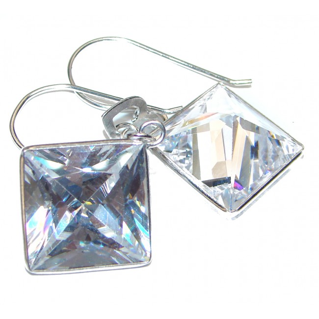 Perfect genuine White Crystal .925 Sterling Silver handmade earrings