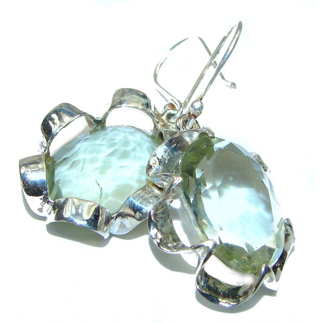 Fancy Green Malachite .925 Sterling Silver handmade earrings