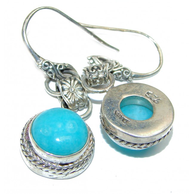 Genuine Beauty Turquoise .925 Sterling Silver handcrafted LARGE Earrings