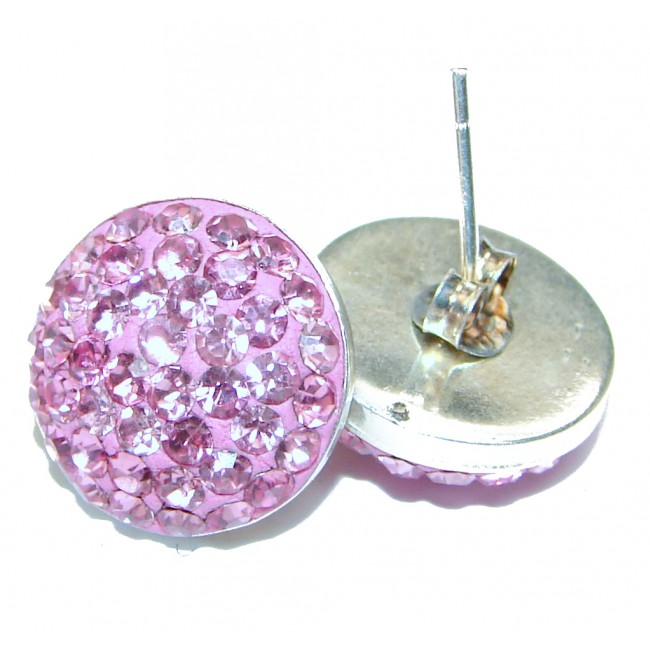 Pink CRYSTAL .925 Sterling Silver entirely handmade earrings