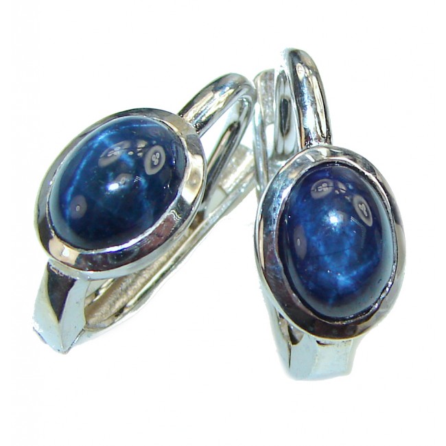 Earth Treasure Authentic Star Sapphire .925 Sterling Silver handcrafted stud earrings