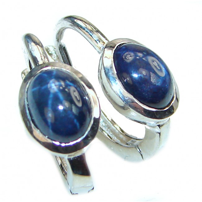 Earth Treasure Authentic Star Sapphire .925 Sterling Silver handcrafted stud earrings