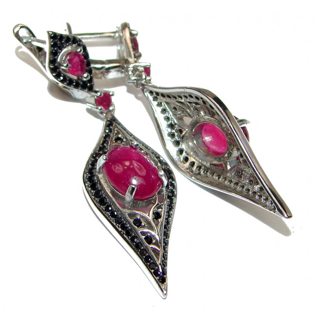 Stunning Authentic Ruby Spinel .925 Sterling Silver handmade earrings