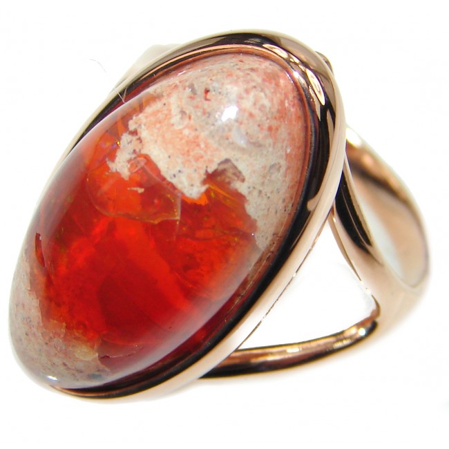 "Magical Aura" Mexican Opal 18K Gold over .925 Sterling Silver handcrafted Ring size 8 1/4