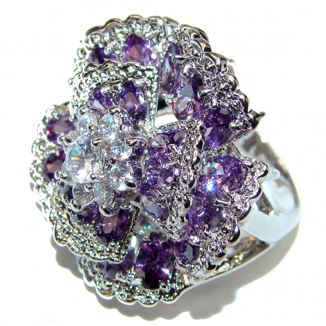 Large Authentic 55ctw Amethyst .925 Sterling Silver brilliantly handcrafted ring s. 9