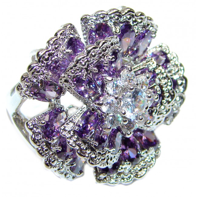 Large Authentic 55ctw Amethyst .925 Sterling Silver brilliantly handcrafted ring s. 9