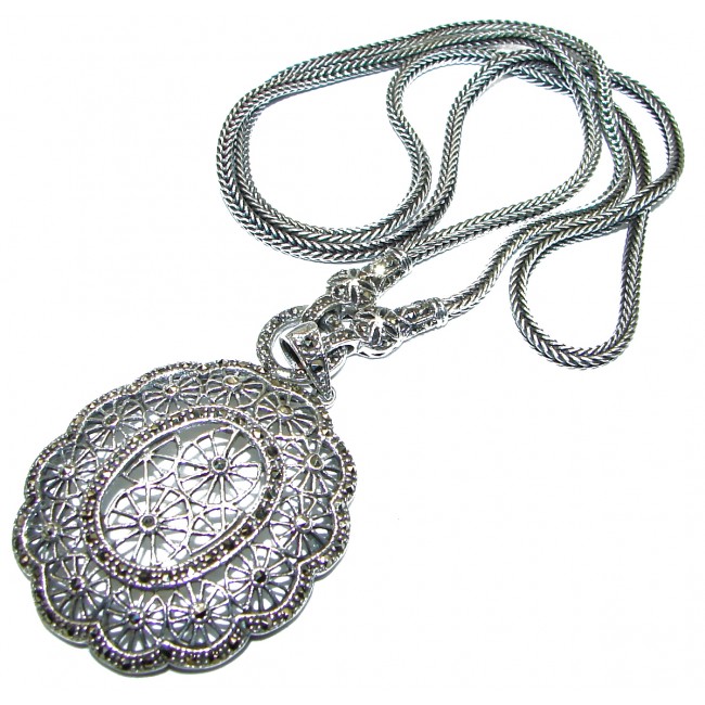 Fortune And Happiness Marcasite .925 Sterling Silver necklace