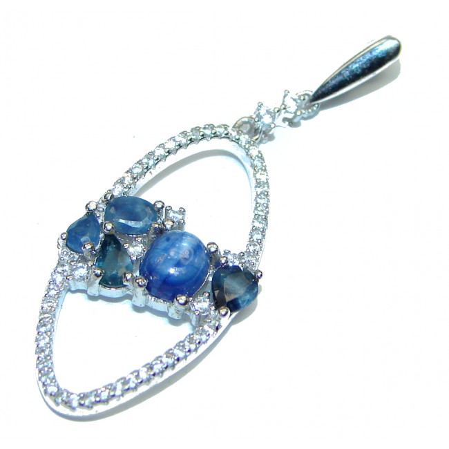 Genuine 3.1ctw Sapphire .925 Sterling Silver handcrafted Pendant