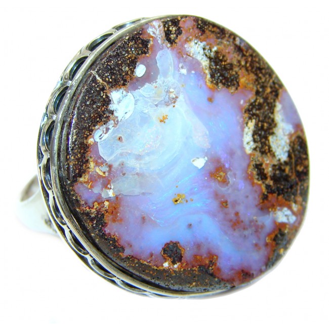 Australian Boulder Opal .925 Sterling Silver handcrafted ring size 8 3/4