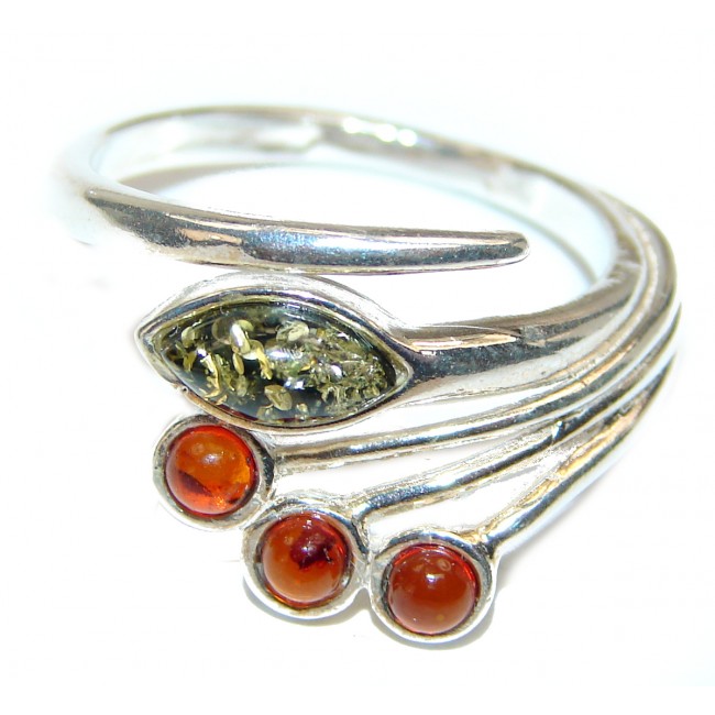 Genuine Baltic Amber .925 Sterling Silver handmade Ring size 9
