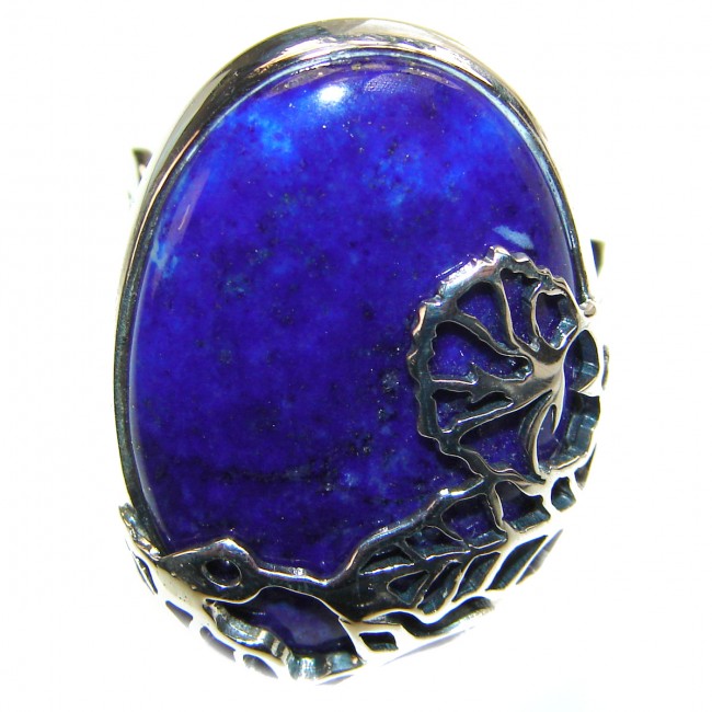 LARGE Natural Lapis Lazuli .925 Sterling Silver handcrafted ring size 7 adjustable