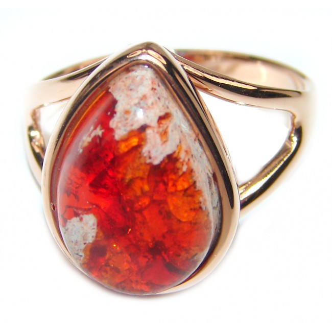 ELECTRIFIED TIDEPOOL Mexican Opal 18K Gold over .925 Sterling Silver handcrafted Ring size 7 3/4