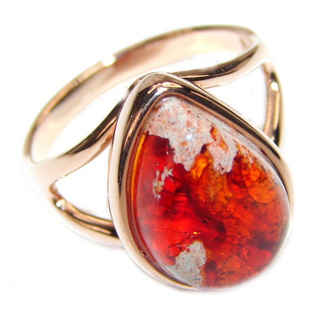 ELECTRIFIED TIDEPOOL Mexican Opal 18K Gold over .925 Sterling Silver handcrafted Ring size 7 3/4