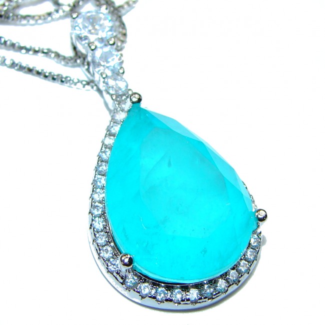 NEW Paraiba Tourmaline .925 Sterling Silver handcrafted necklace