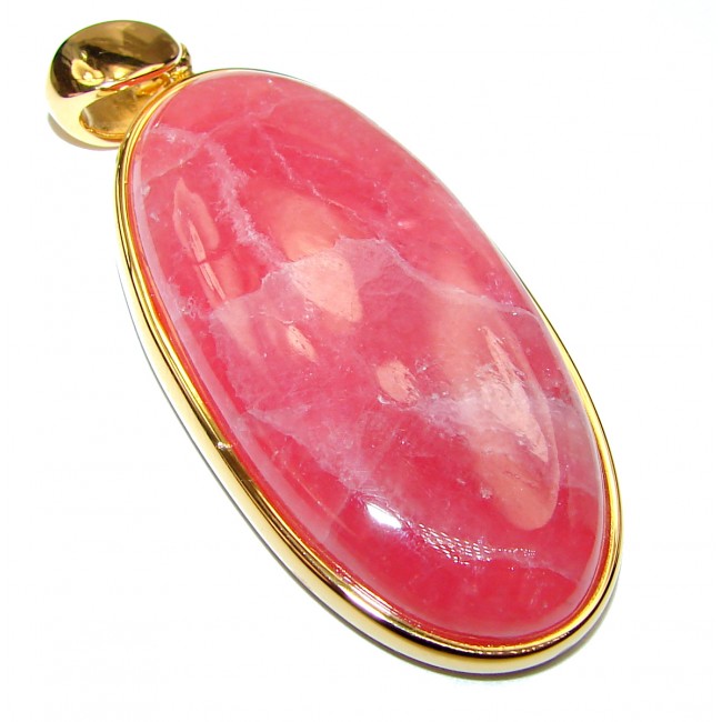 Genuine AAAA+ quality Argentinian Rhodochrosite 14K Gold over .925 Sterling Silver handmade Pendant