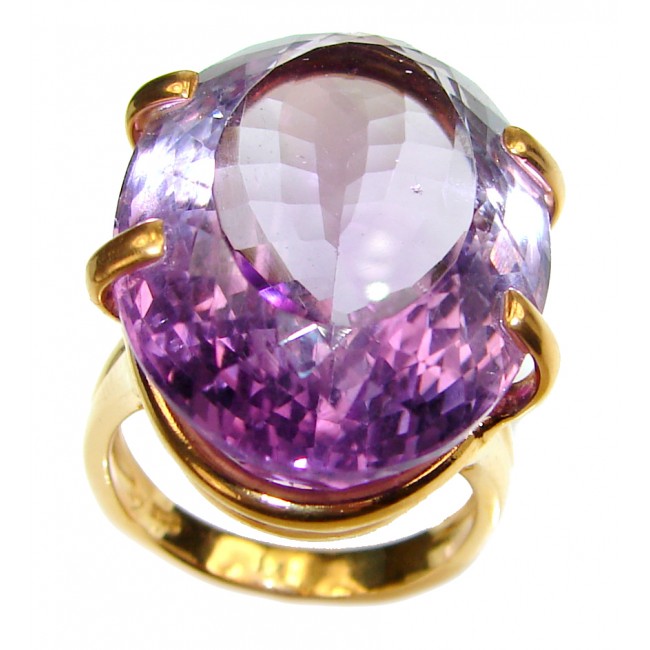 44ctw Purple Perfection Amethyst Gold over .925 Sterling Silver Ring size 6