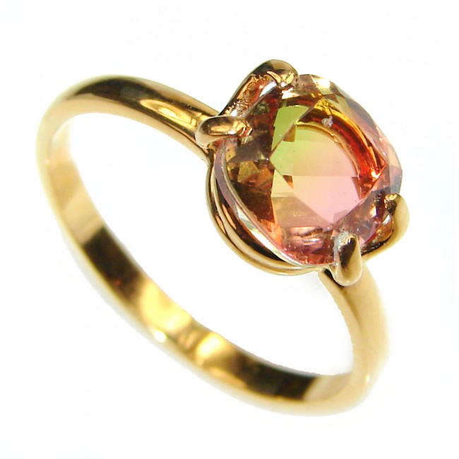 4.8 Watermelon Tourmaline .925 Sterling Silver handcrafted Statement Ring size 8