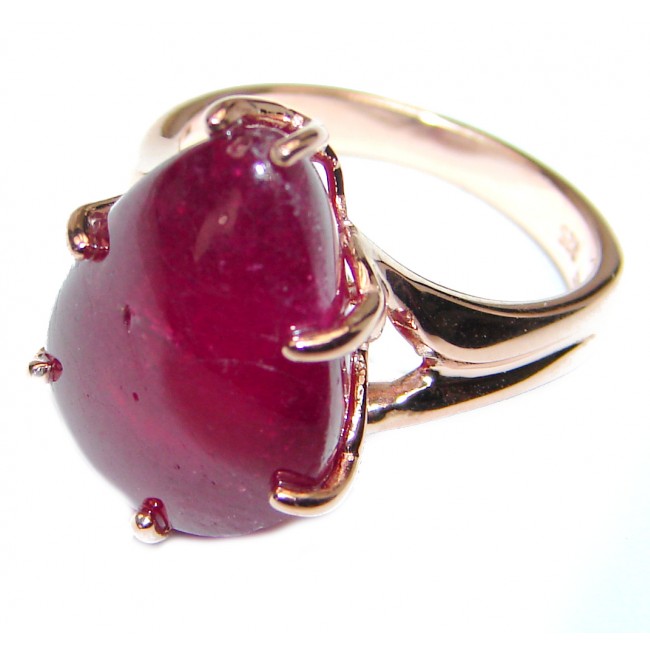 Genuine 15ct Ruby 18K yellow Gold over .925 Sterling Silver handmade Cocktail Ring s. 4 1/4