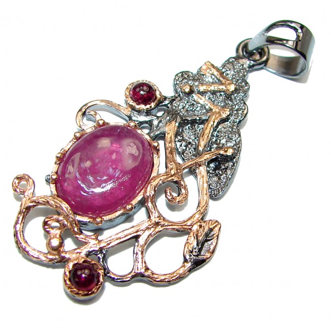 Authentic Kashmir Ruby rose gold over .925 Sterling Silver Pendant