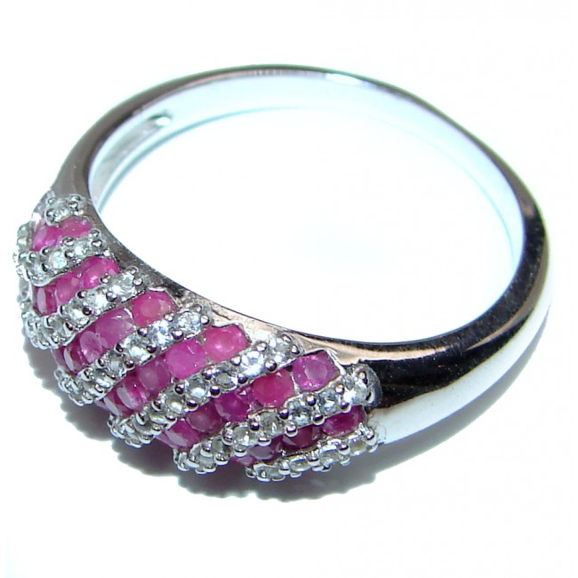 Luxurious Genuine Ruby .925 Sterling Silver handcrafted Statement Ring size 7
