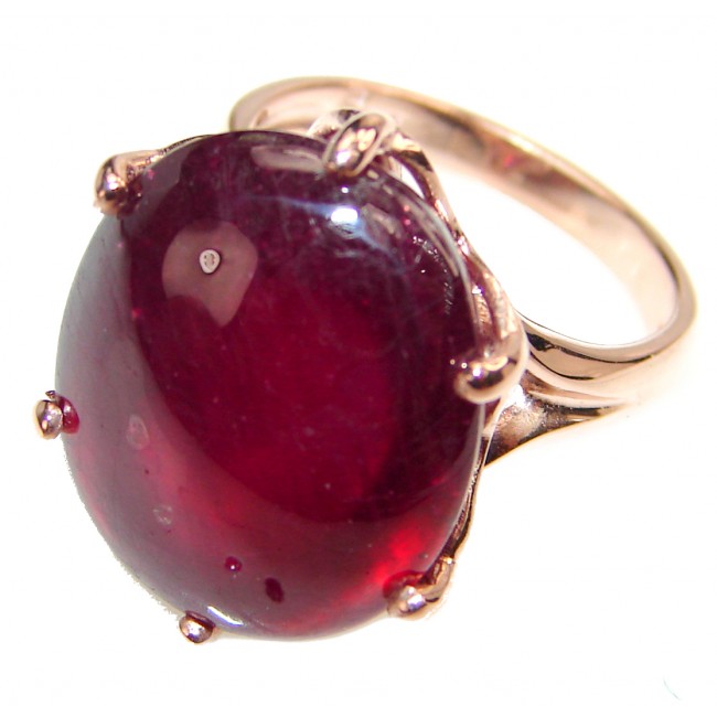Genuine 19ct Ruby 18K yellow Gold over .925 Sterling Silver handmade Cocktail Ring s. 5 3/4